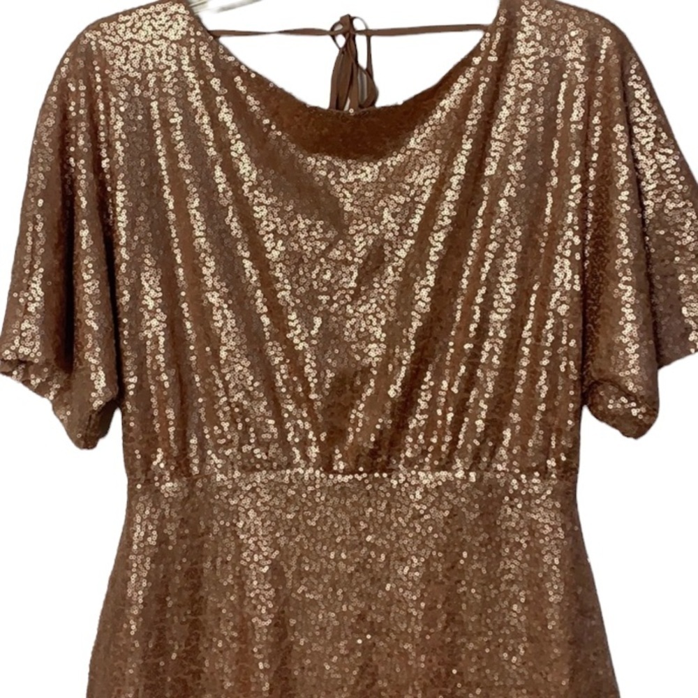 🌸2/$25 NWT Francesca’s Tatiana Rose Gold Sequined Dress - Picture 7 of 14